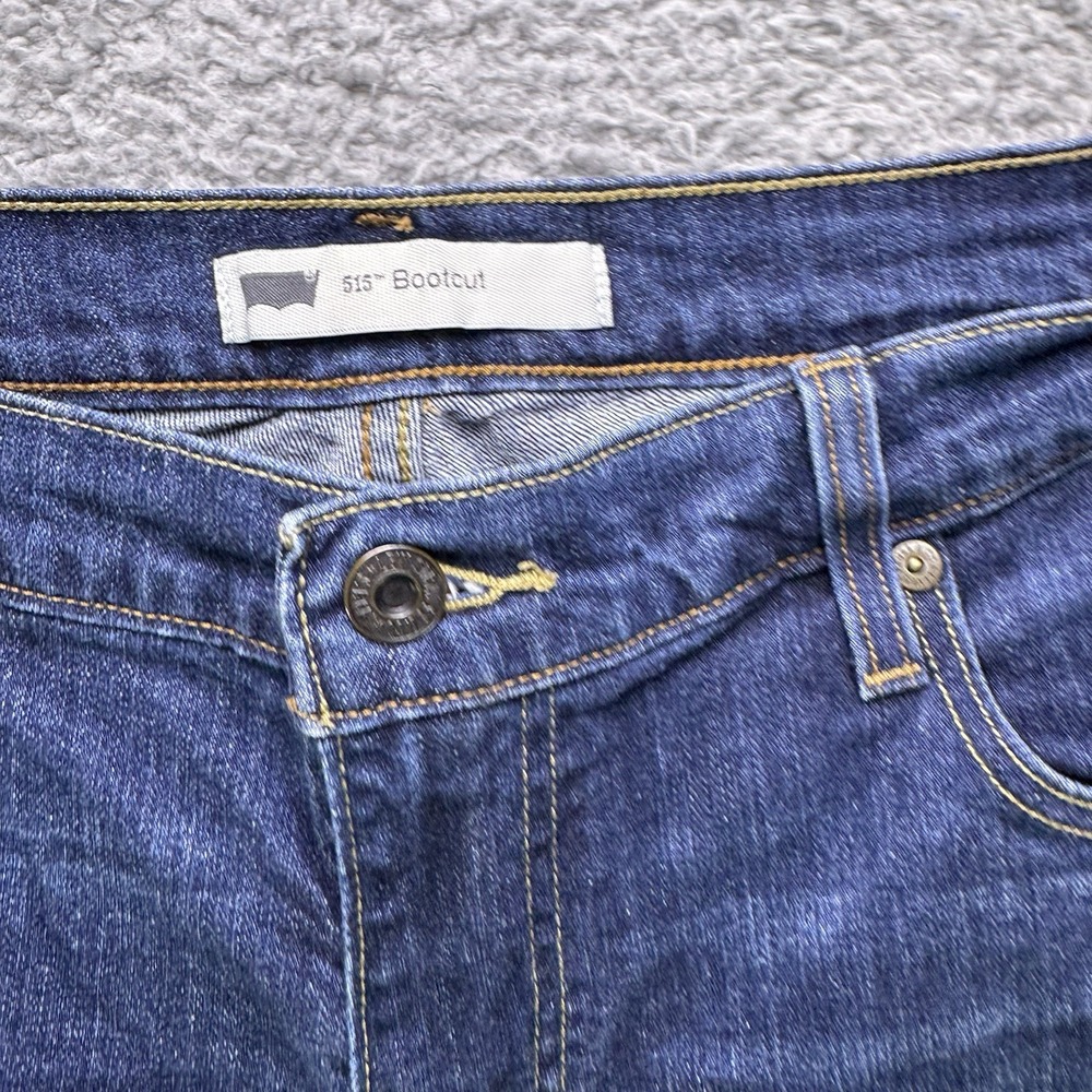 Levi's Jeans Womens 14M Blue 515 Bootcut Stretch Dark Wash Denim Pocket Flaps - Picture 4 of 14